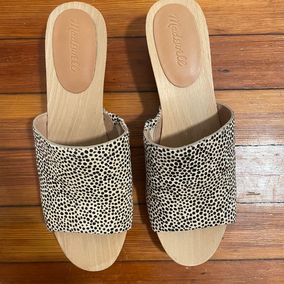 MADEWELL Evelyn Clog Slide Sandal Cream Black Dots Calf Hair Size 10 Women - Picture 3 of 7